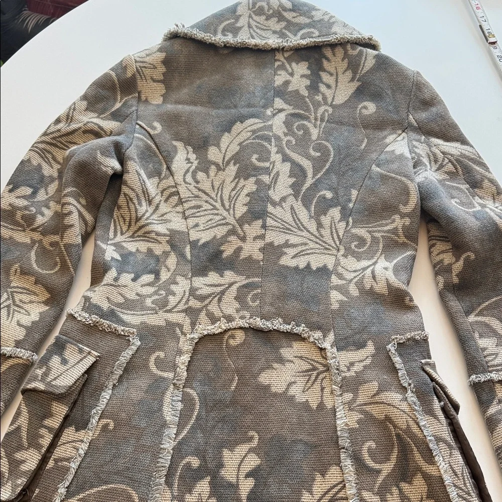 Mango (MNG) floral damask tapestry jacquard boho trench coat XS - Picture 7 of 13